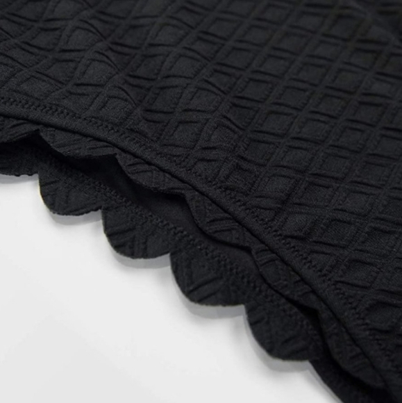 NWT The Cupshe Black Knotted Scalloped One Piece Swimsuit Small - Picture 9 of 12